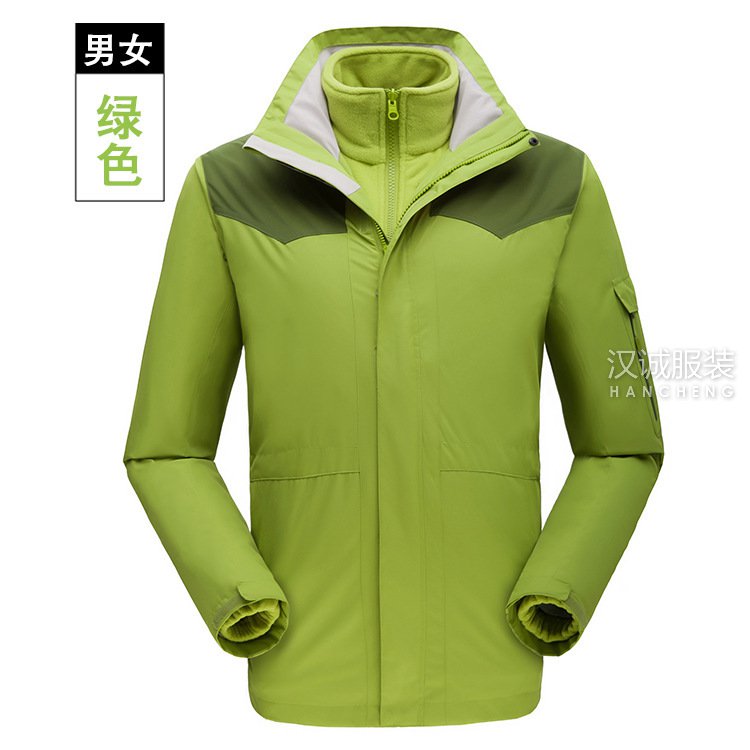 绿色户外男女三合一冲锋衣系列7