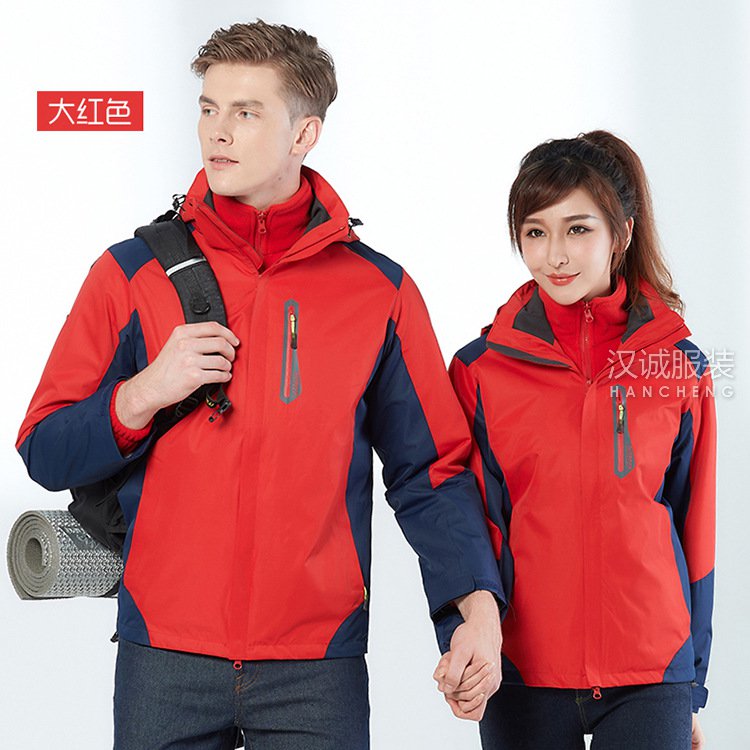 北京冲锋衣定制【免费寄样】,冲锋衣定制厂家【免费设计】(图5) 秋冬情侣款男女三合一冲锋衣定做5